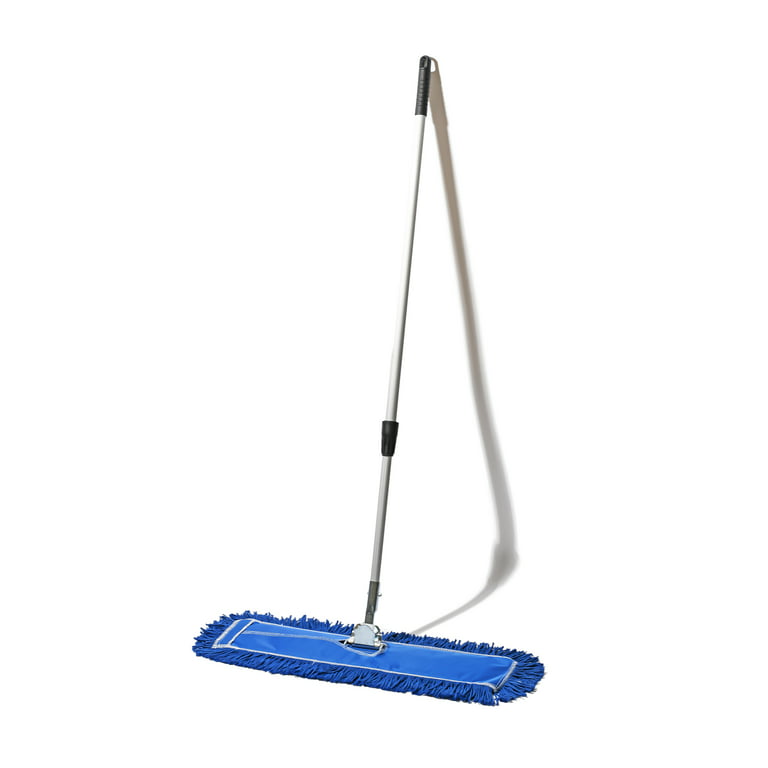 Tidy Tools Commercial Dust Mop & Floor Sweeper – 24 x 5 in. Cotton Nylon  Reusable Mop Head, 63 in. Wooden Broom Handle – Industrial Dust Mops for