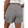 thumbnail image 3 of SHEWIN Shorts for Women Plus Size Cotton Shorts Elastic Waist Drawstring Mid-Rise Wide Leg Shorts Summer Bottoms Gray 5X, 3 of 9