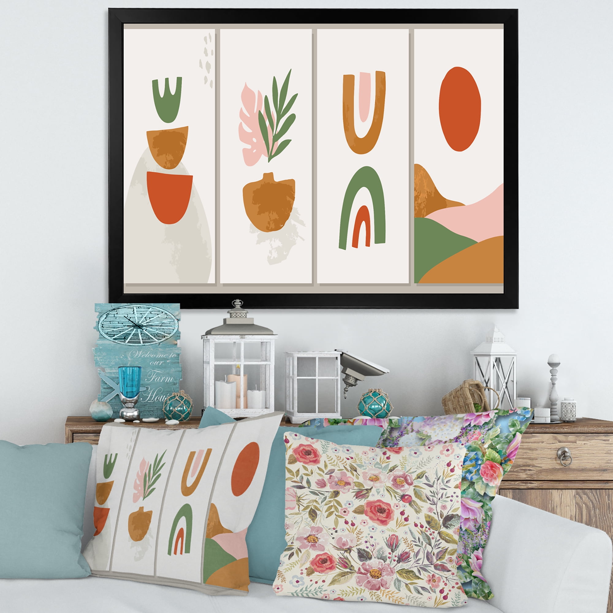 Designart 'Compostion Minimalistic of Organic Shapes VI' Modern Framed Art Print