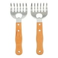 thumbnail image 1 of MIANGASTORE 2pcs Stainless Steel Meat Shredder with Long Wooden Handle for Shredding Meat, 1 of 8