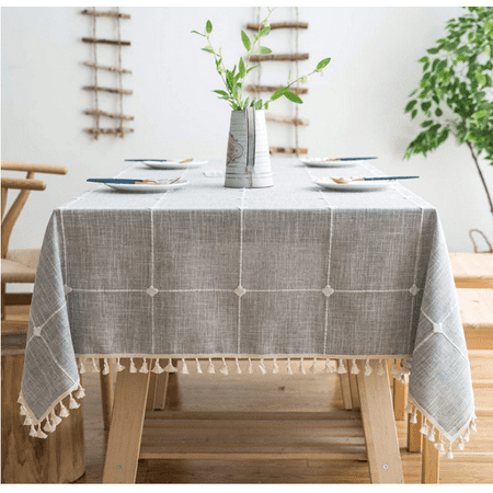 

Rustic Lattice Tablecloth Cotton Linen Square Table Cloths for Kitchen Dining Party Holiday Christmas（2 color，11 sizes)