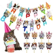 Pet Cat Party Decoration Supplies Paper Cups Cat Banner Cat Party Decorations Cat Birthday Decorations Cake Accessory