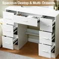 thumbnail image 5 of Ciumeeo Vanity Table Set with LED Lighted Mirror, Makeup Dressing Desk with 7 Drawers and Storage Shelves, White, 5 of 10