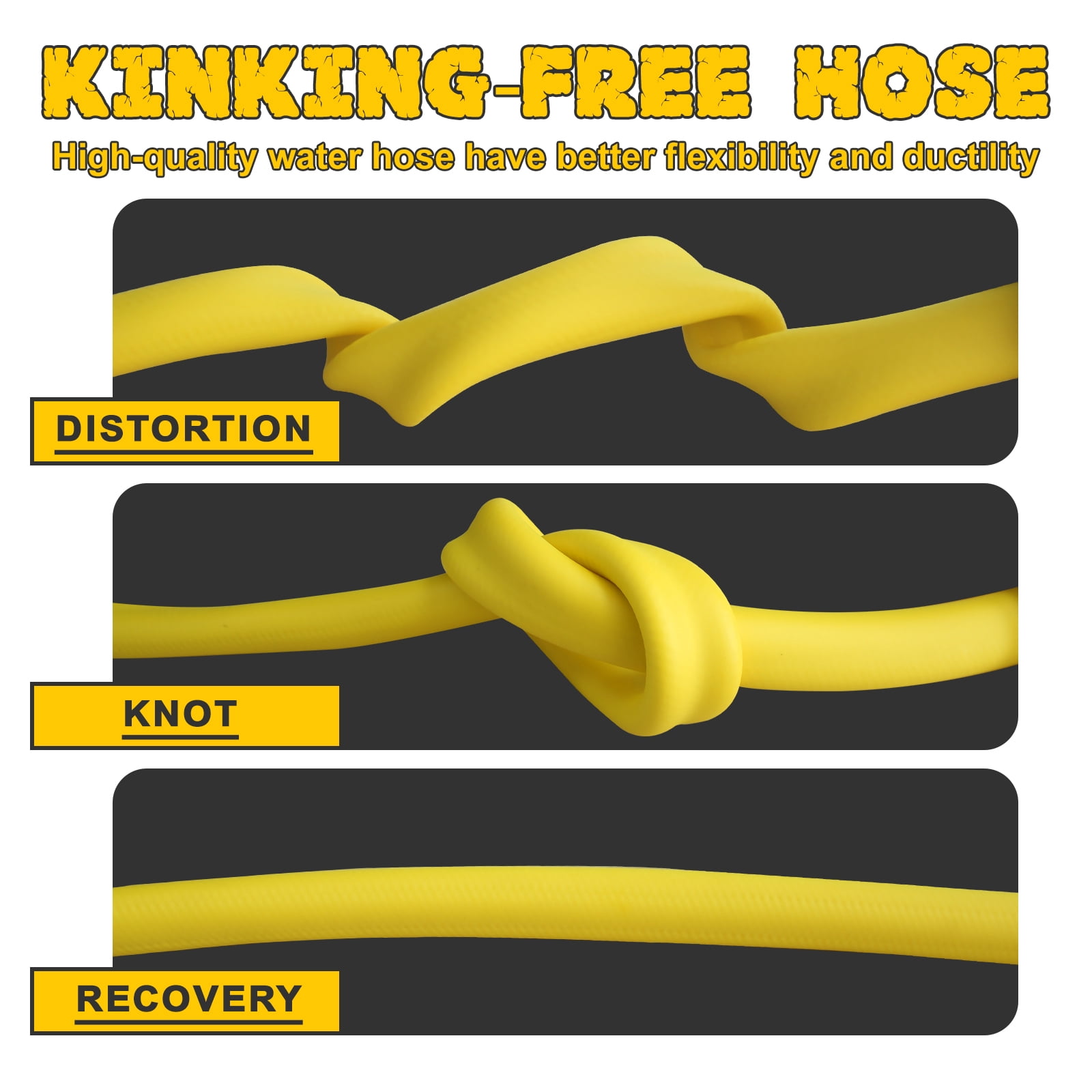 5/8”Inner RV Water Hose 15FT Drinking Fresh Potable Water Safe Hose for Camper/Garden/Boat/Farm/Home, No Kinking, Flexible, Wear-resistant, 150PSI Work Pressure, Yellow