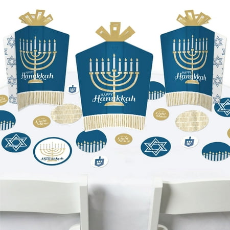 Big Dot of Happiness Happy Hanukkah - Chanukah Holiday Party Decor and Confetti - Terrific Table Centerpiece Kit - Set of 30