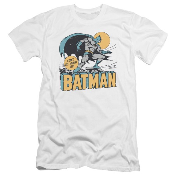 DC Comics Night Off Premium Canvas Adult Slim Fit 30/1 T-Shirt White