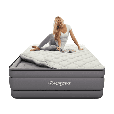Beautyrest 20" Cushion Aire Queen Quilted Pillow Top Cover Air Bed Mattress with Built-in Pump
