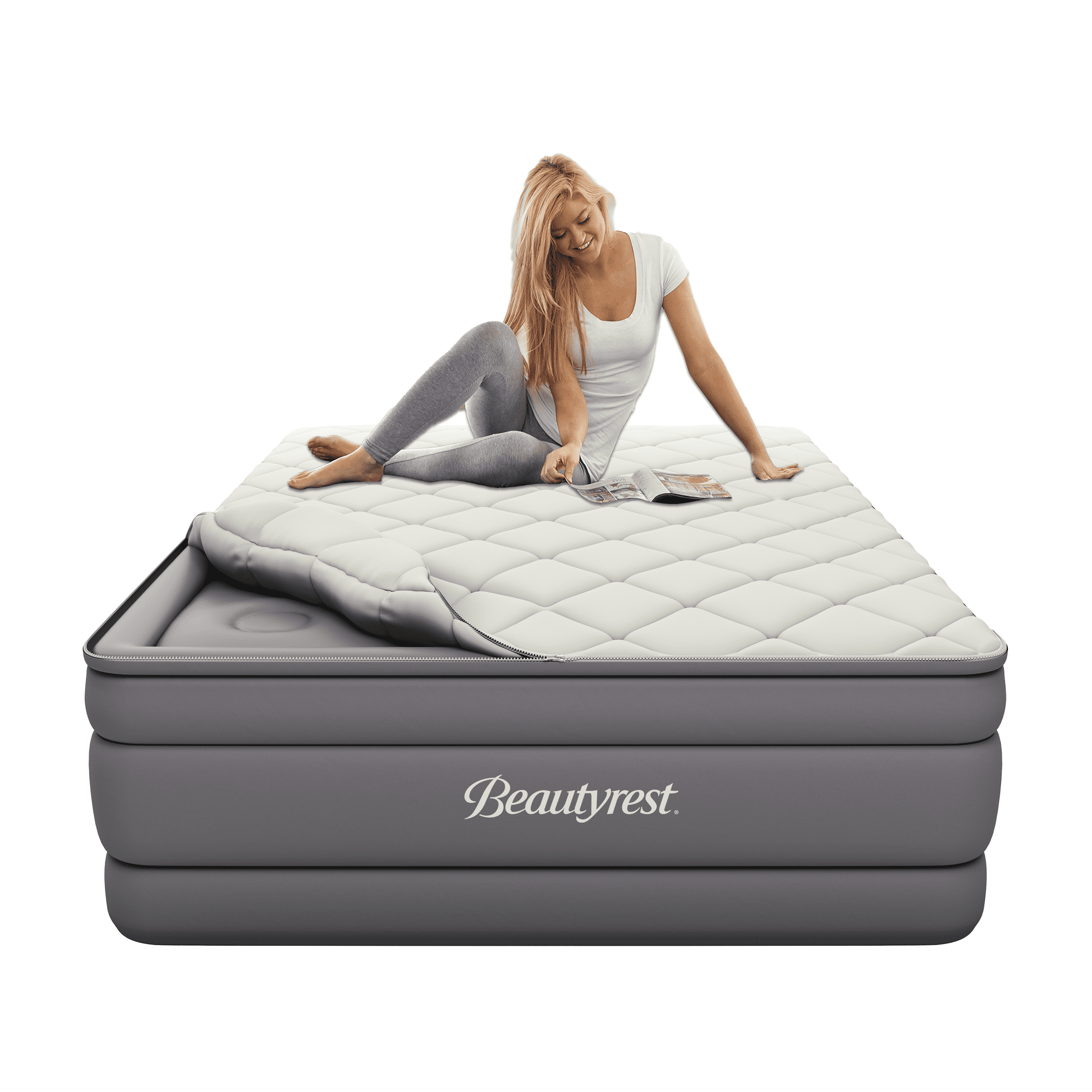 Beautyrest 20-Inch Queen Cushion Aire Quilted Pillow Top Air Mattress with Built-in Pump