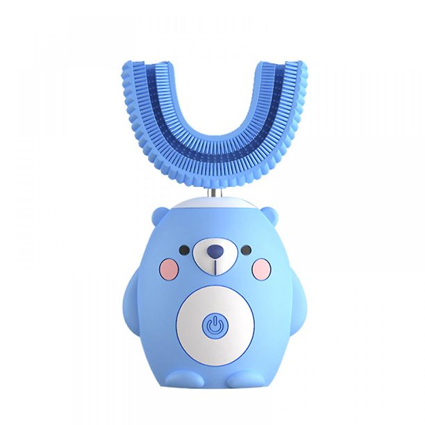 Cepillo de dientes eléctrico ultrasónico para niños, cepillo de dientes automático en forma de u Limpieza 360 con seis modos inteligentes Cepillo de dientes de blanqueamiento automático (azul) Feliz Sencillez