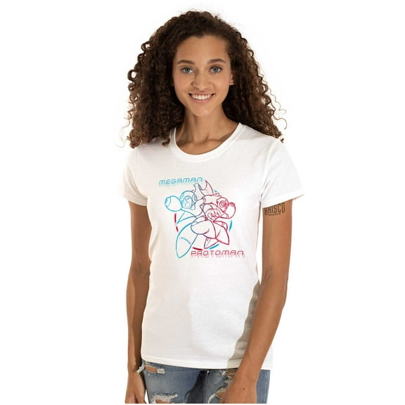 Video Game MegaMan ProtoMan Sketch Womens T Shirt Ladies Tee