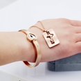 thumbnail image 5 of Rose Gold Plated Love Heart Lock Bangle Bracelet and Shield Key Pendant Necklace Jewellery Set for Couples SN300, 5 of 6
