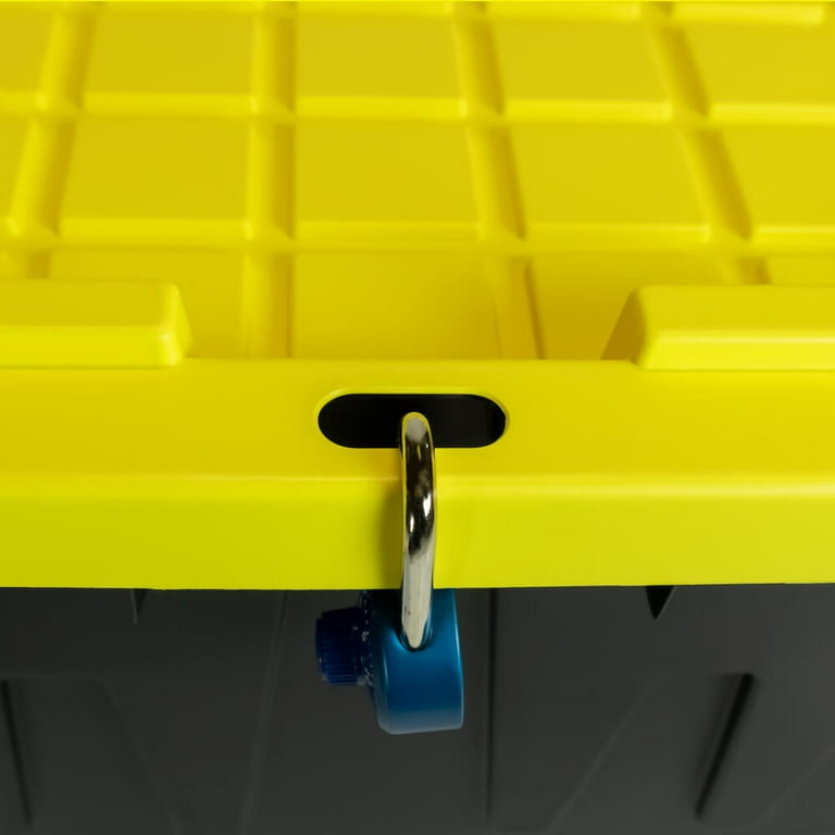 HDX 12 Gal. Tough Storage Tote in Black with Yellow Lid 206100