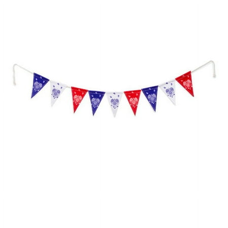 UPC: 0889092255792 | Darice Patriotic 4th of July Decor – Red White Blue Paisley Pennant Garland