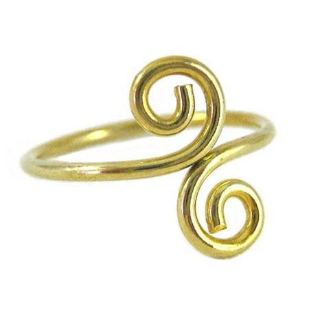 Twinkle 14k Toe Ring - 14k Gold Plated S-Swirl Midi Above the Knuckle Adjustable Toe Ring One Size Fits Most