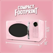 Nostalgia 0.7 cu ft Retro Microwave Oven, 700W Countertop Microwave Oven with 8 Auto Cook Programs, Pink