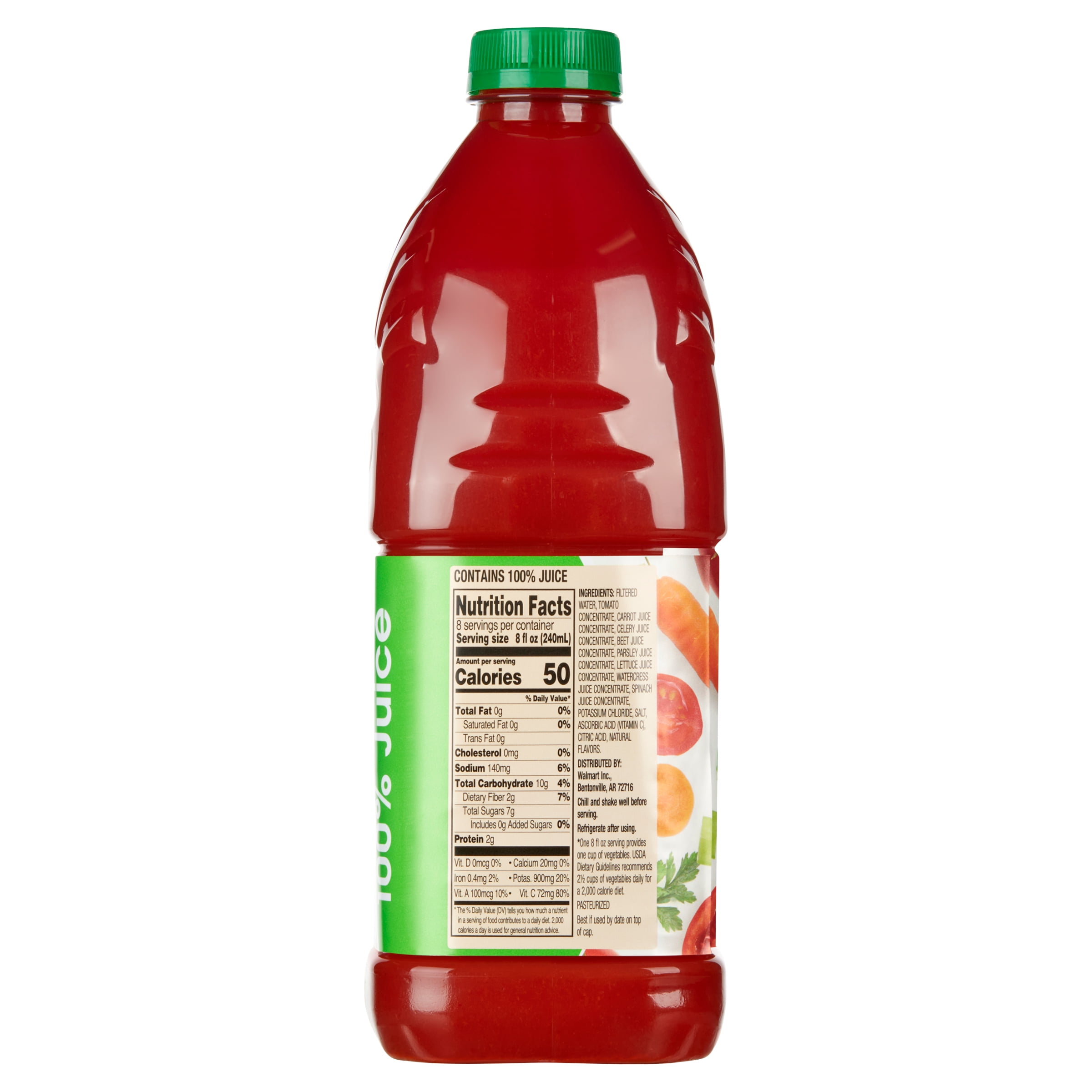 Great Value Low Sodium Vegetable 100% Juice, 64 fl oz
