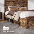 thumbnail image 4 of Wooden Queen Bed Frame with 49.9" Tall Headboard, Rustic Farmhouse Platform Bedframe with Wood Slat Support, No Box Spring Needed, Sturdy and Noise Free, Easy Assembly, Brown, 4 of 10