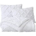 thumbnail image 3 of Chezmoi Collection Natalia 3-Piece White Pom Pom Balls Fringe Pinch Pleat Microfiber Comforter Set, King Size, 3 of 7