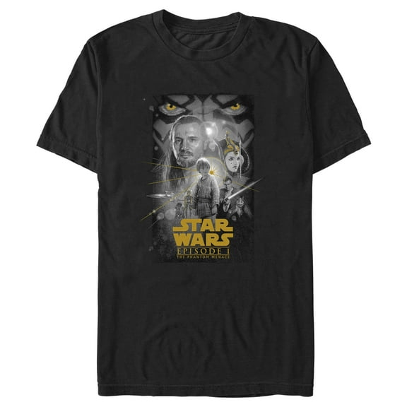 Men's Star Wars: The Phantom Menace Black and White Episode One Poster Graphic Tee Black Medium