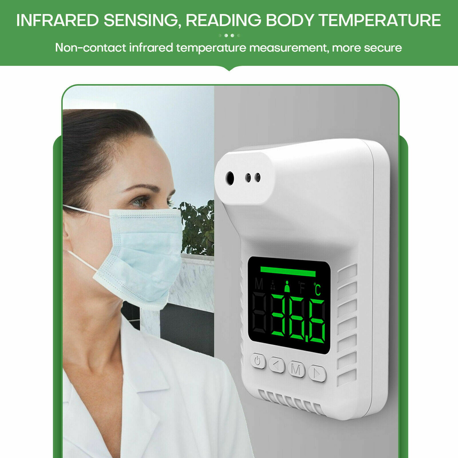 Fast Wall Mount Thermometer Digital Infrared Automatic Non Contact Forehead USA 