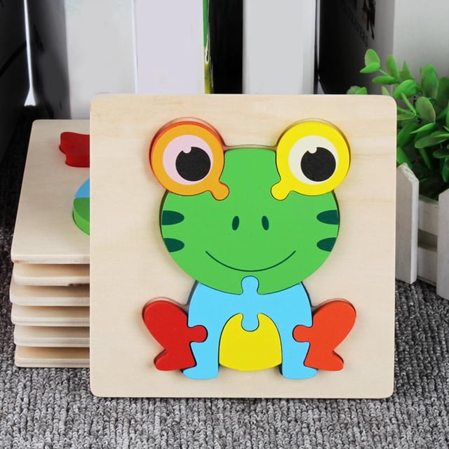Juguetes Educativos de para bebés, rompecabezas 3D, inteligencia Animal para , rompecabezas de aprendizaje, formas de Tangram rana CUTICAT rompecabezas