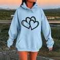 thumbnail image 2 of Fartey Oversized Heart Graphic Hoodies for Women Loose Casual Long Sleeve Drawstring Hooded Sweatshirt Fashion Fall Winter Fleece Pullover Tops with Pockets Light Blue 2XL, 2 of 5