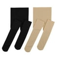 thumbnail image 2 of American Trends Women High Waisted Tights Soft Opaque Tights for Women Nylons for Women Control Top Run Resistant Stocking 80s Dance Tights Pantyhose Black & Nude, 2 of 6