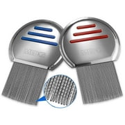 Lice Comb - (Pack of 2) Stainless Steel Professional Lice Combs and Head Lice to Effectively Get Rid of Hair Lice and Nits, Best Results for Infection and Re-Infection in Kids & Adults