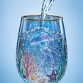 thumbnail image 6 of Sea Jellyfish Stemless Wine Glass, 17oz Coastal Drinkware - Hand-Blown Glass Tumbler, Unique Sea Beach Themed Gift - Birthday & Housewarming Decor (1PC), 6 of 8