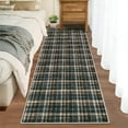 thumbnail image 3 of FairOnly Modern Geometric Plaid Non Slip 2'x6'Runner Rug British Style Machine Washable Soft Non Shedding Rug for Kitchen Hallway,Black Brown, 3 of 7