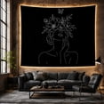 thumbnail image 4 of White Line Figure Behind Flowers with Butterfly Above, Calming Minimalist for Art Lovers, Botanical Wall Art, Housewarming Gift, Tapestry Wall Hanging for Bedroom and Studio, 4 of 5