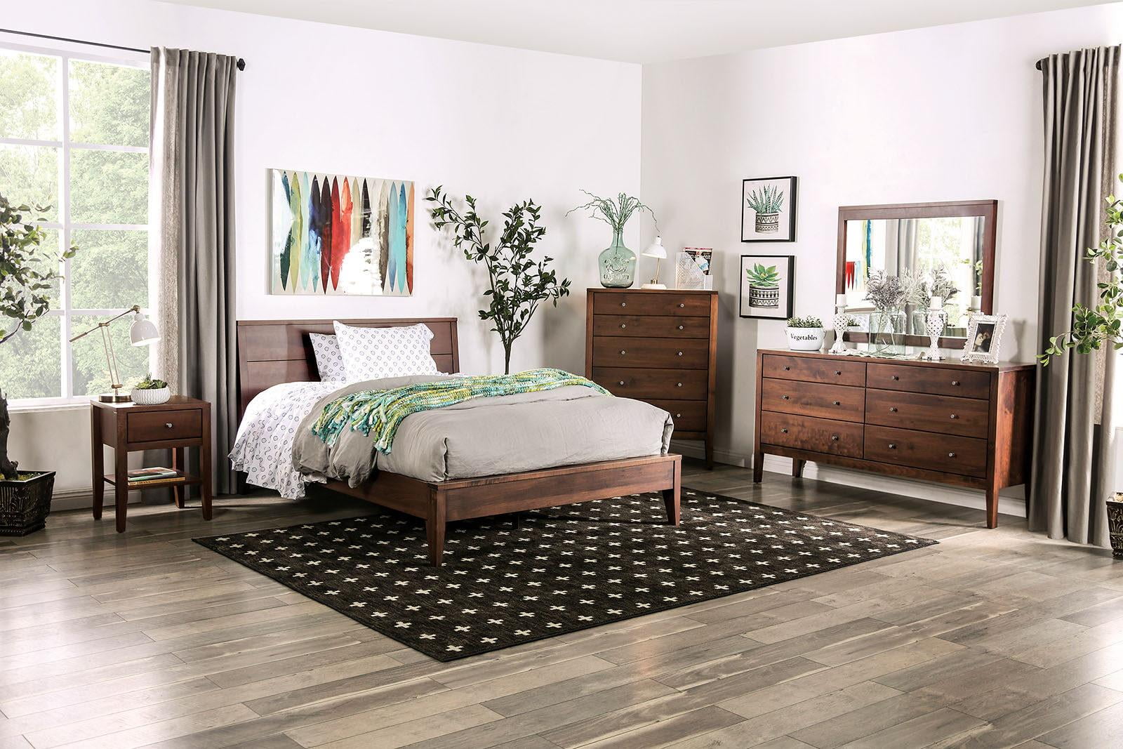 Modern Espresso Solid Wood Queen Bedroom Set 6pcs FOA FOA7601 ...