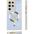 thumbnail image 4 of for Samsung Galaxy S23 Ultra Case [Support for Magsafe] Butterfly Pattern Magnetic Plating Screen Protector Luxury Elegant Case Camera Protector Shockproof Protective Corner Back Cover -Blue, 4 of 12