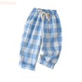 thumbnail image 2 of LYHaoo Boys Plaid Casual Pants Summer Lightweight Breathable Loose Fit Outdoor Trousers For Kids Toddler Youth Girls' Pants(Blue), 2 of 7
