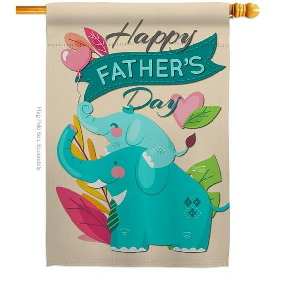 Angeleno Heritage H137351-BO Elephant Daddy Family Father Day 28 x 40 in. Double-Sided Decorative Vertical House Flags for Decoration Banner Garden Yard Gift