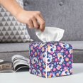 thumbnail image 6 of Sikiie blue flower Skull colorful Leather Tissue Box Cover Square, tissue box holder, Tissue Box with Bottom Belt-5.2”x5.2”x5.2”, 6 of 7