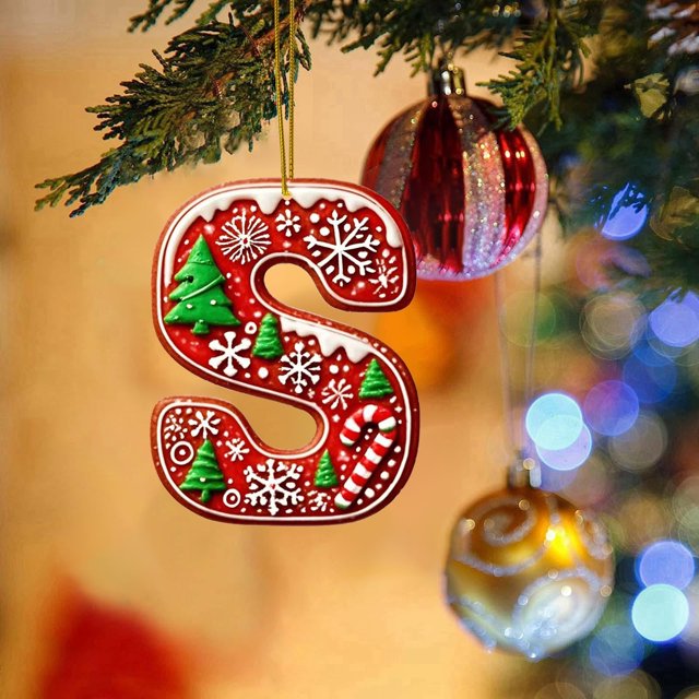 26 Pcs Lettres Rouges Arbre de Noël Sculpté Pendentif Perles Décorations de Fenêtre Décorations de Pâques Suspendues Œufs Décoratifs pour Vase Décorations Suspendues pour Salon sur Crochet Œufs Suspendus de Pâques