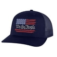 thumbnail image 2 of Distressed Flag Snapback - We The People Trucker with Constitutional Design | Weathered Flag Cap (AlpineGreen), 2 of 9