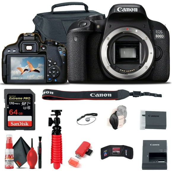 Canon EOS Rebel 800D / T7i DSLR Camera (New) + 64GB Memory Card + Case + More(International Model)