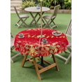 thumbnail image 3 of Outdoor Tablecloth with Umbrella Hole and Zipper, Merry Christmas Round Table Cloth 60 Inch Waterproof Tablecloth, Winter Snowflake Xmas Aesthetic Red Picnic Table Cover for Patio Camping, 3 of 7
