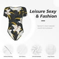 thumbnail image 6 of The Xecao Lilies Flowers Women's Crew Neck Body Suit, a short-sleeved bodysuit and basic swimsuit, both comfort and style for dating and daily life, 6 of 9