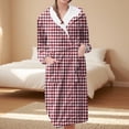 thumbnail image 2 of Women's Fleece Plush Robe Long Warm Plush Bathrobe Loungewear Jacket Printed Comfort Robe, 2 of 5