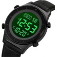 thumbnail image 4 of Men's Digital Watch Glass Screen Zinc Alloy Case Leather Strap Waterproof Casual Stopwatch Alarm Clock Simple Watch, 4 of 5