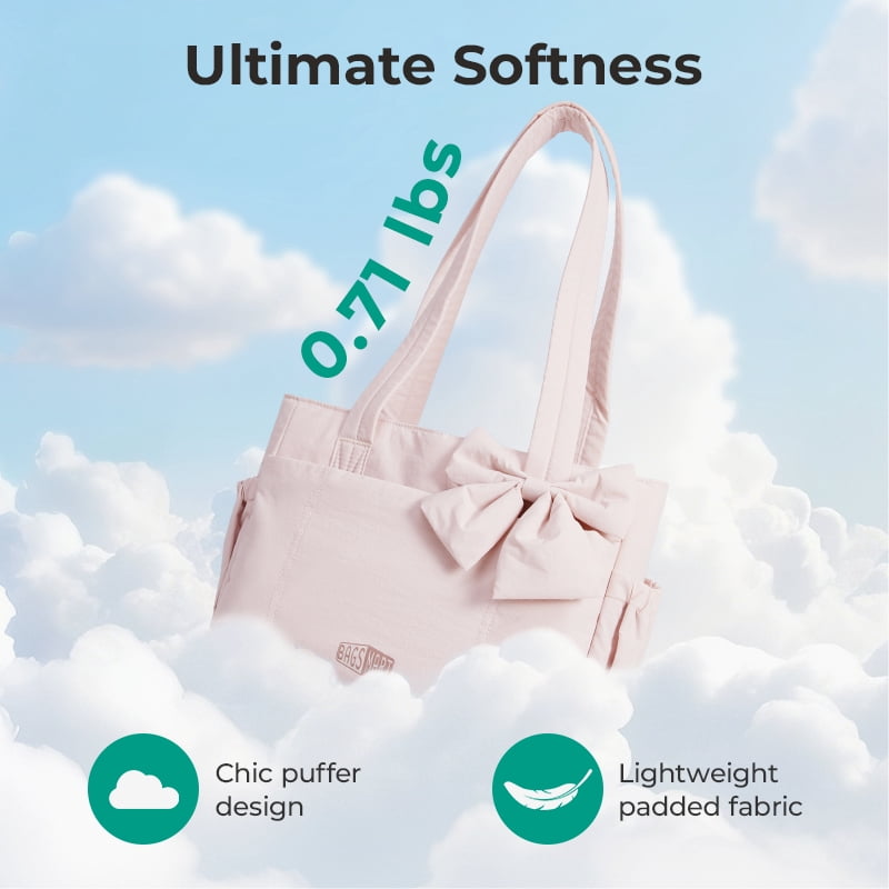BAGSMART Lightweight Tote Bag for Women, Everyday Casual Shoulder Handbags for Travel, Work, Beach, Gym, Shop, Pink