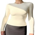 thumbnail image 1 of Femmes Chemise à Manches Longues Slim Fit Cou Basique Pull Tops, 1 of 5