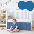 thumbnail image 4 of 1 Piece 100% Egyptian Cotton 800 Thread Count Crib Ruffle Bed Skirts for Baby Girls (28” x 52” x 10") Inch Crib Ruffle Bed Skirts - Medium Blue Solid, 4 of 8