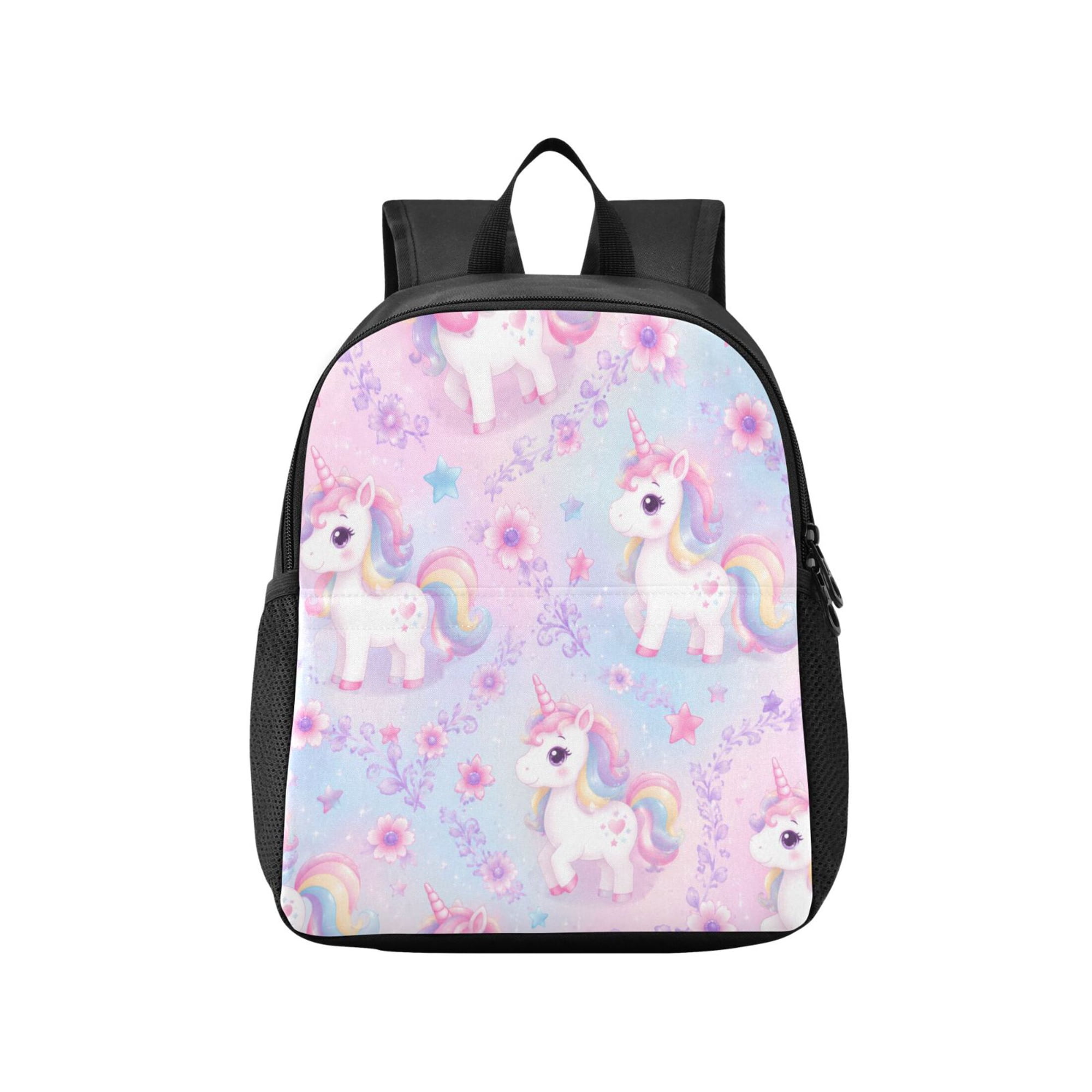 Toddler Backpack Rainbow Unicorn Floral Graphic Waterproof Lightweight Backpack Casual Mini Daypack for Daycare & Travel