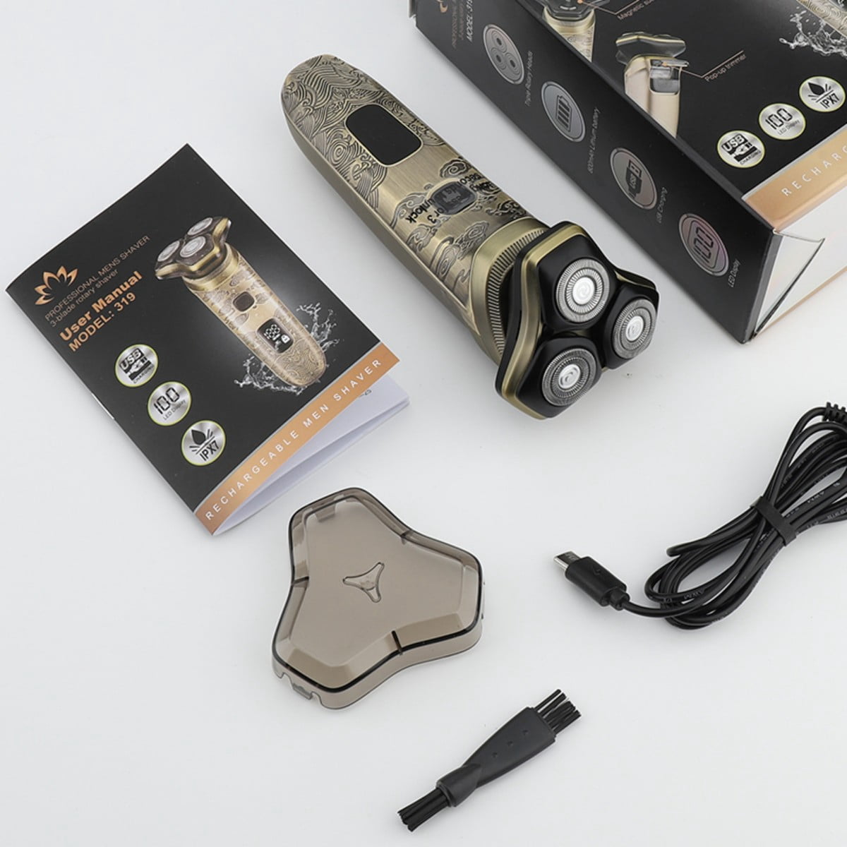 Lemulegu Electric Razor for Men, Rotary Beard Trimmer with 3D Floating Heads