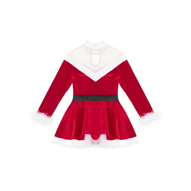 iiniim Costume de Noël pour Filles Enfants, Mode, Manches 3/4, Tutu en Velours, Père Noël, Princesse, Robe de Danse de Fête, Combinaison Rouge 14