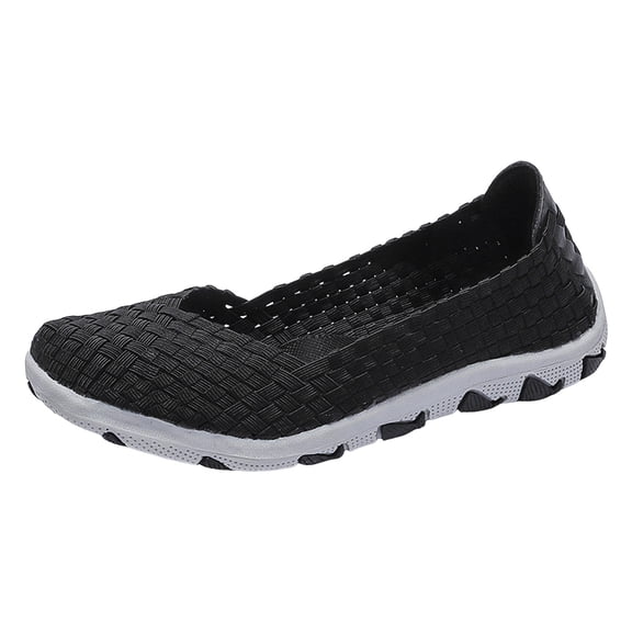 YLYL Women's Woven Sneakers Lightweight Breathable Mesh Slip on Walking Running Shoes